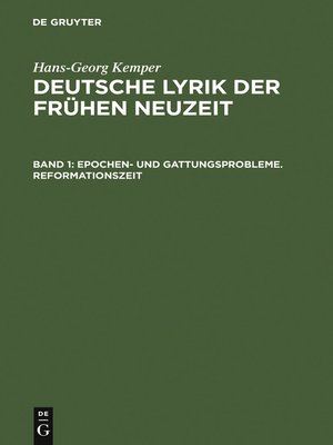 cover image of Epochen- und Gattungsprobleme. Reformationszeit